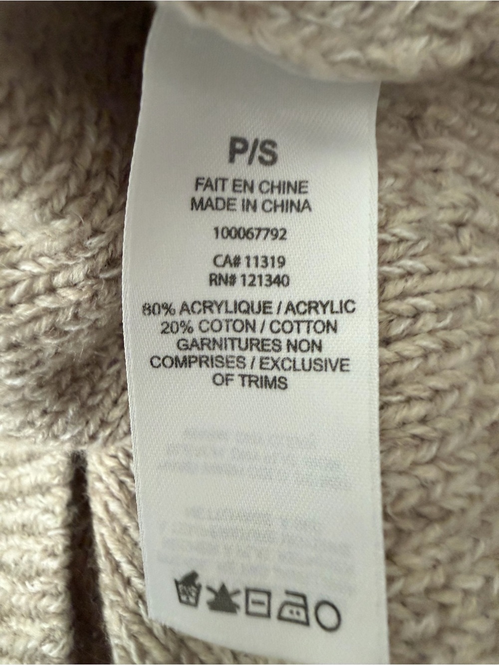 Garage Taupe Cropped V-Neck Button Front Cardigan Long Sleeve Size Small - Picture 9 of 13